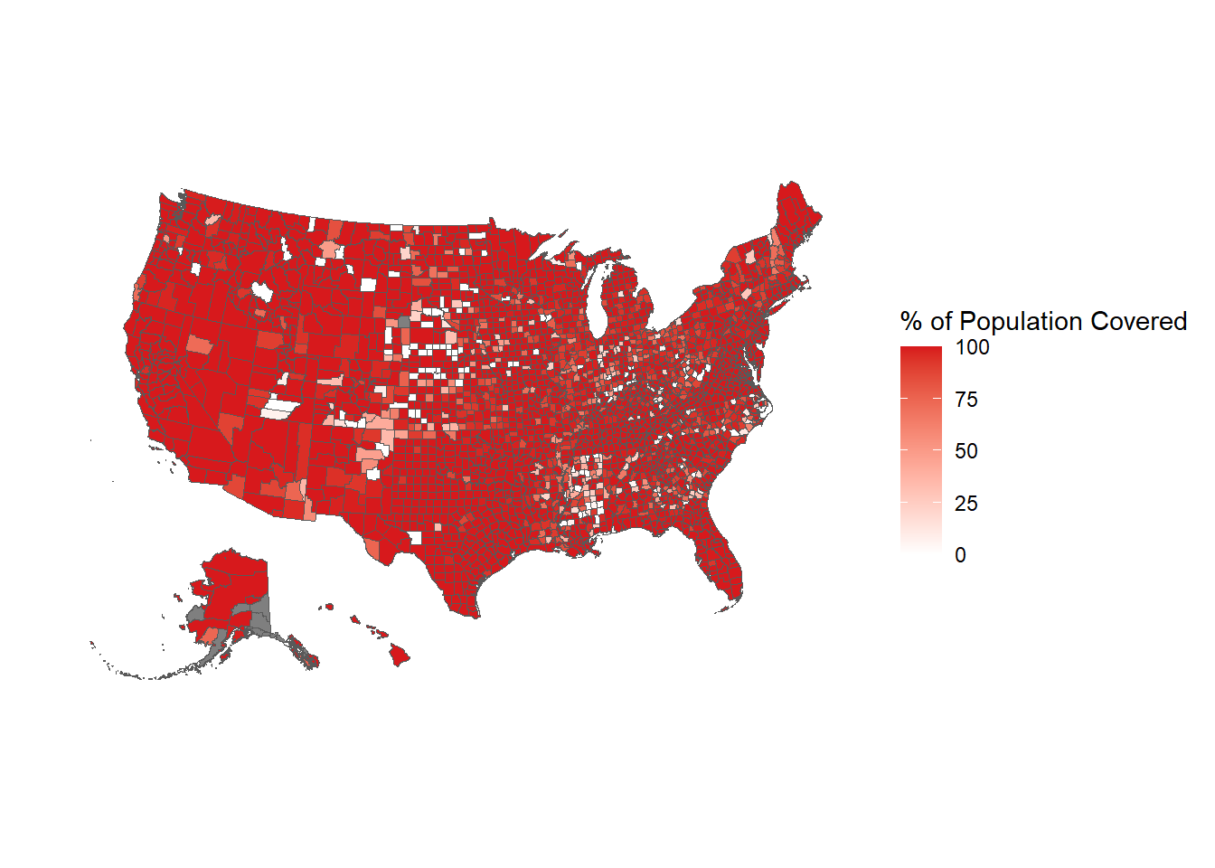 The share of the population in each county covered by an agency reporting 12 months of data based on their last month reported being December, 2010.