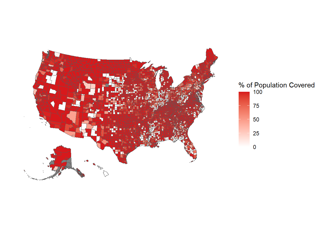 The share of the population in each county covered by an agency reporting 12 months of data based on their last month reported being December, 2022.