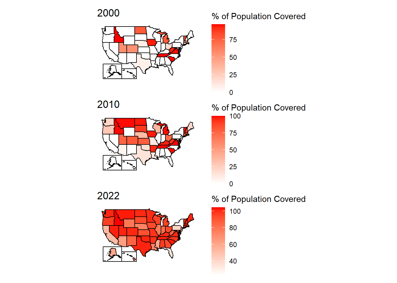 The percent of each state's population that is covered by police agencies reporting at least one month of data to NIBRS.