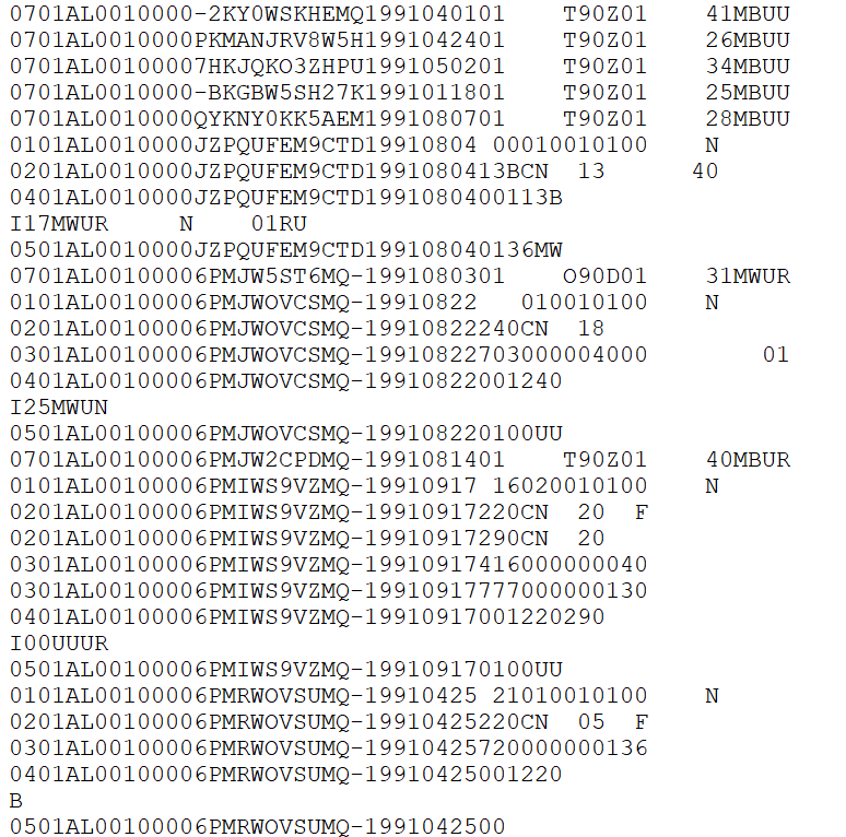 Fixed-width ASCII file for the 1991 National Incident-Based Reporting System (NIBRS) dataset.